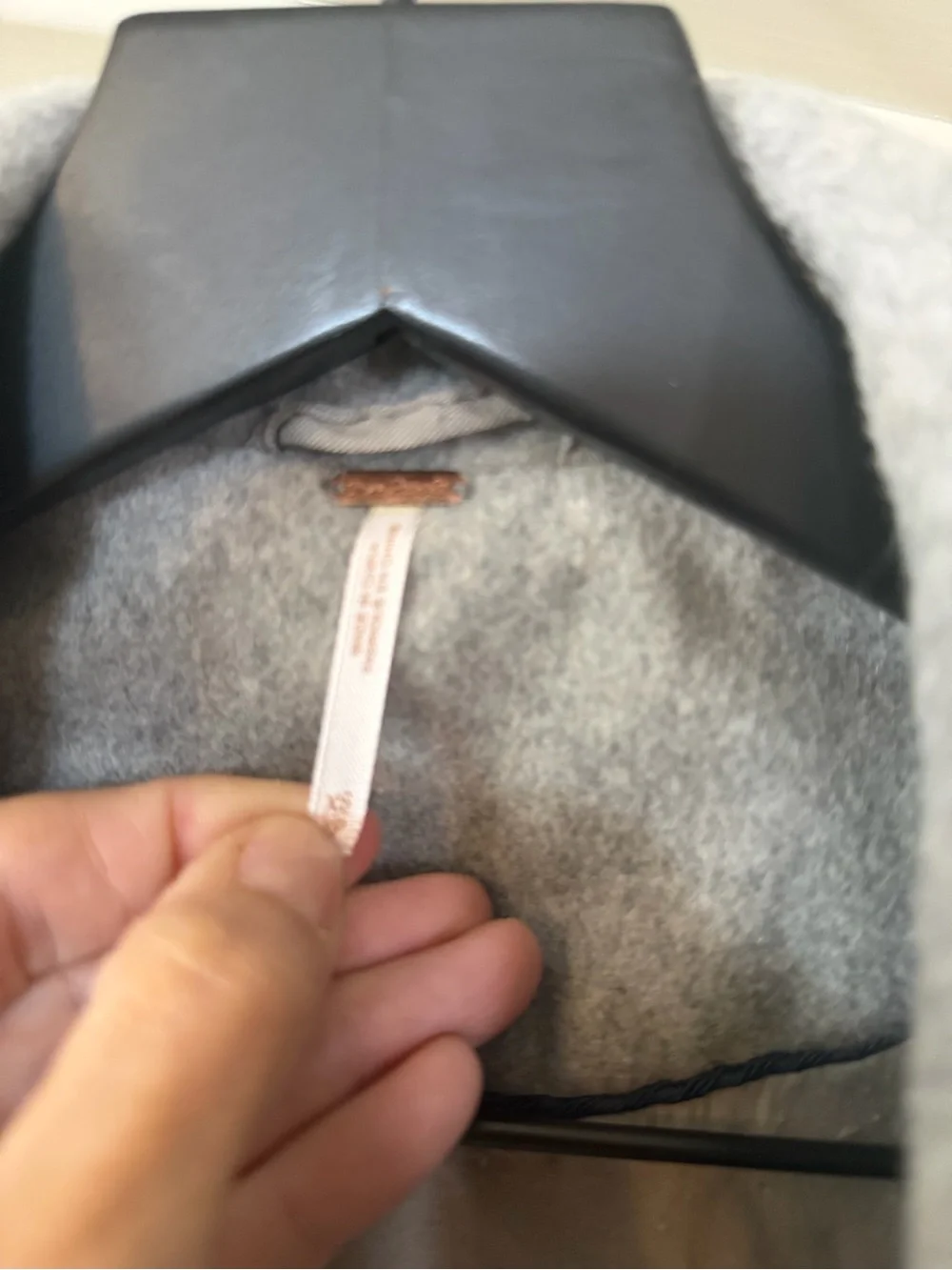 Free People Grey Cropped Peacoat fuzzies inside & small stain